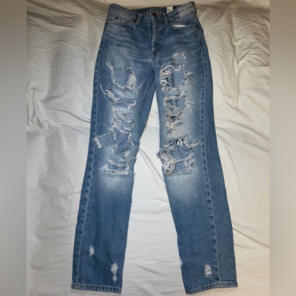 Distressed jeans wide leg